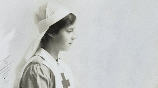 Lady Jane Grey in her VAD nurses uniform at Stamford Military Hospital (Dunham Massey) Cheshire
